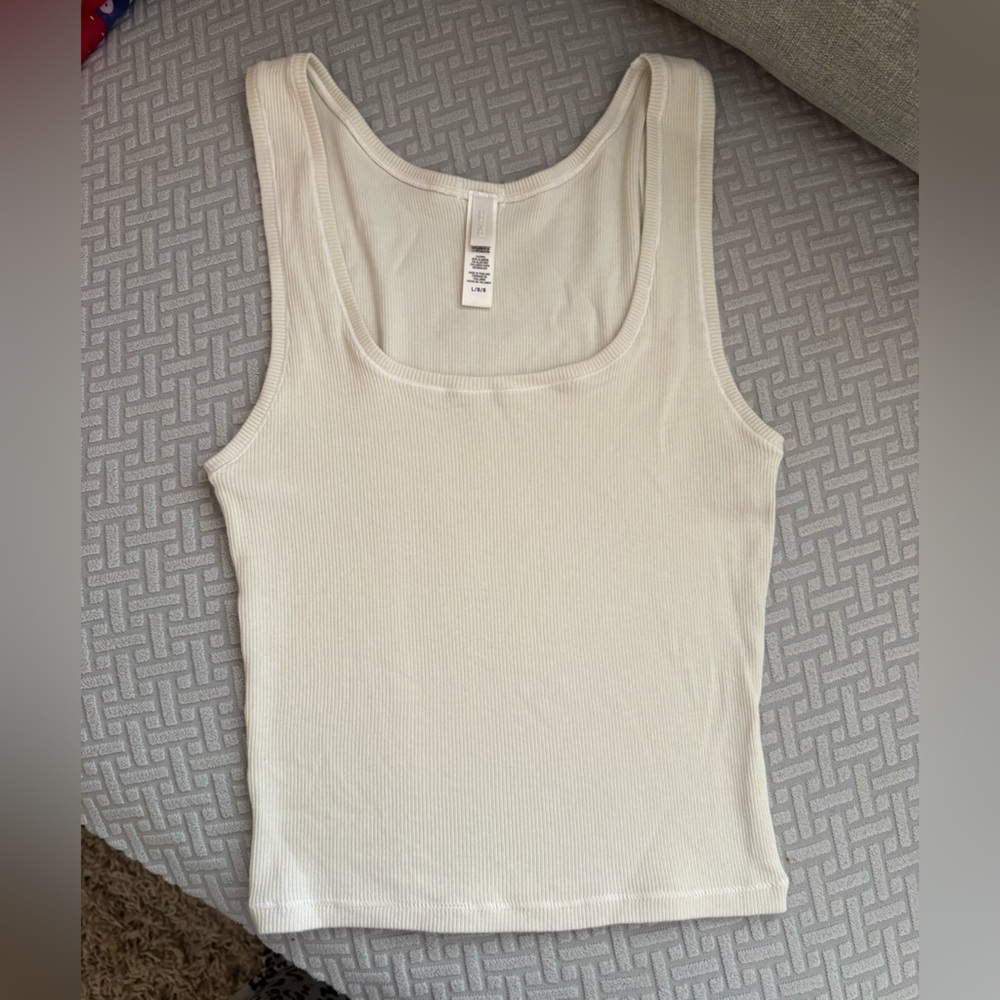 Skims Cotton Ribbed Tank Light Cream Large - Picture 7 of 12